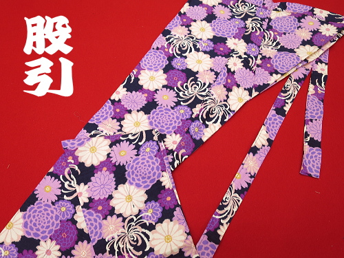 義若オリジナルの股引き 菊尽くし 紫